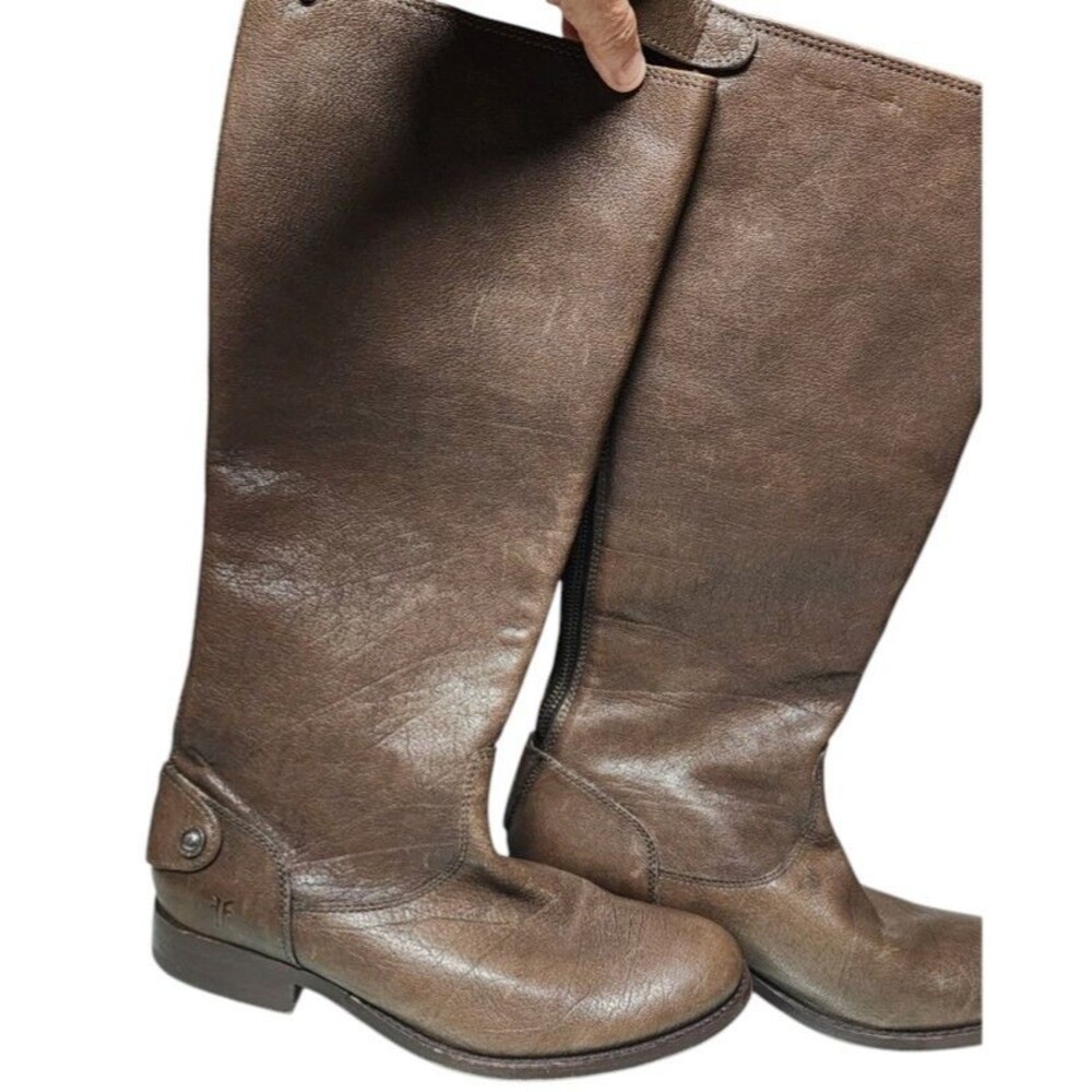 Frye Melissa Button Back Zip Riding Boots Size 6.5 Leather Low Heel